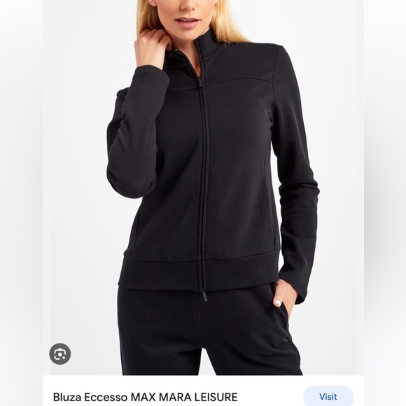 MaxMara Leisure Label-cut Black Outwear With Zipper Size: Medium US4/6 Spring - Picture 5 of 16